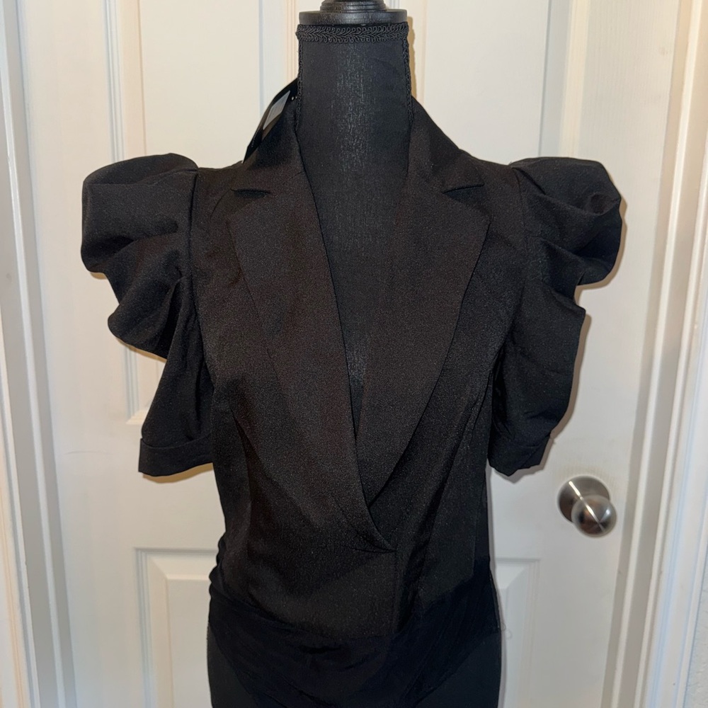 Fashion Nova Black Puff Sleeve Blouse